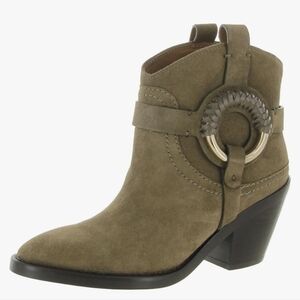 NEW...See By Chloe Olive Calf Suede Cowboy Boots....Size 7.5